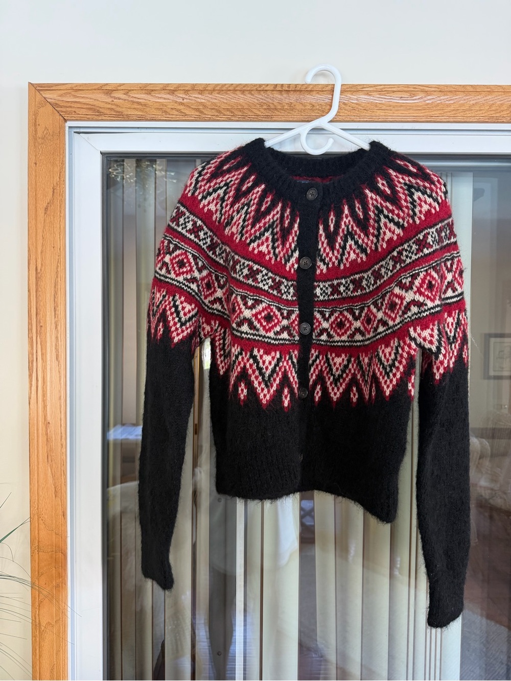 Ralph Lauren Black & Red Nordic Pattern Wool Cardigan